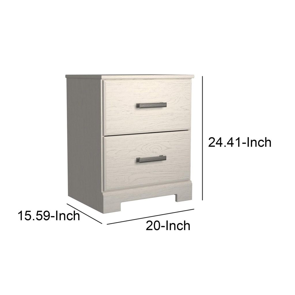 Tely 24 Inch Modern Rustic Composite Wood Nightstand, 2 Drawers, Oak White - View 5