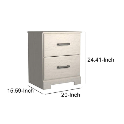 Tely 24 Inch Modern Rustic Composite Wood Nightstand, 2 Drawers, Oak White - View 5