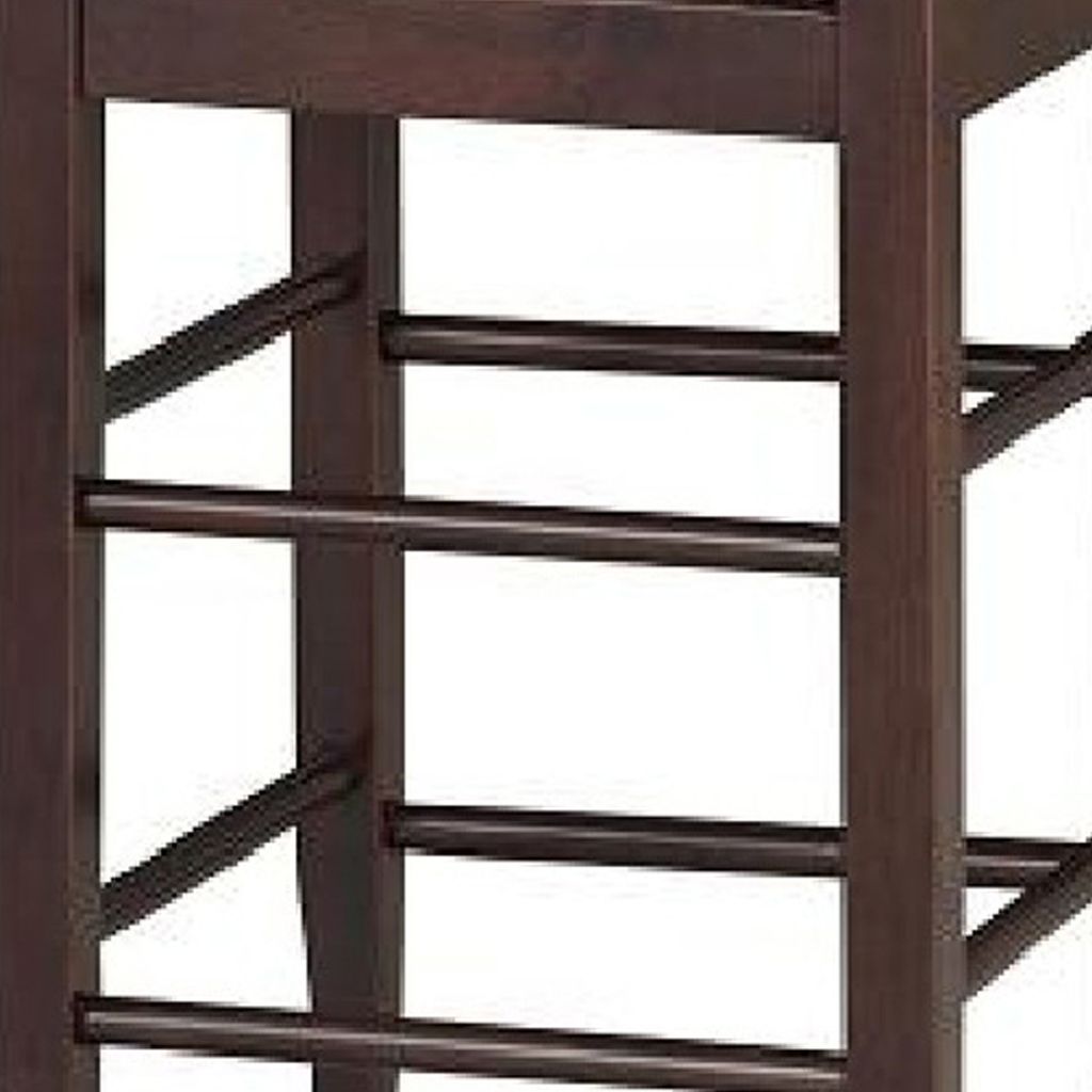 Rush Woven Wooden Frame Counter Stool with Saber Legs, Beige and Dark Brown - View 4