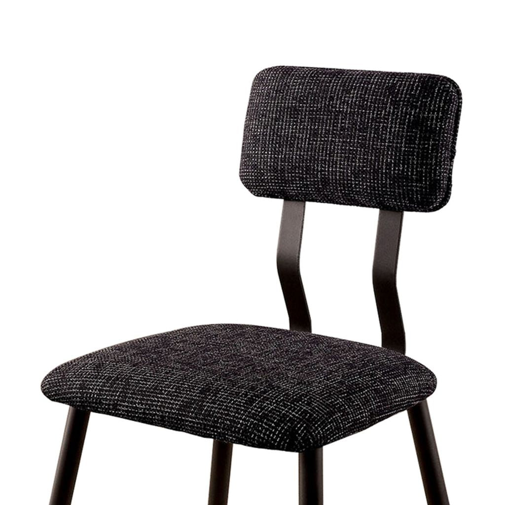 Fabric Counter Height Chairs with Angled Metal Legs, Set of 2, Black - View 5