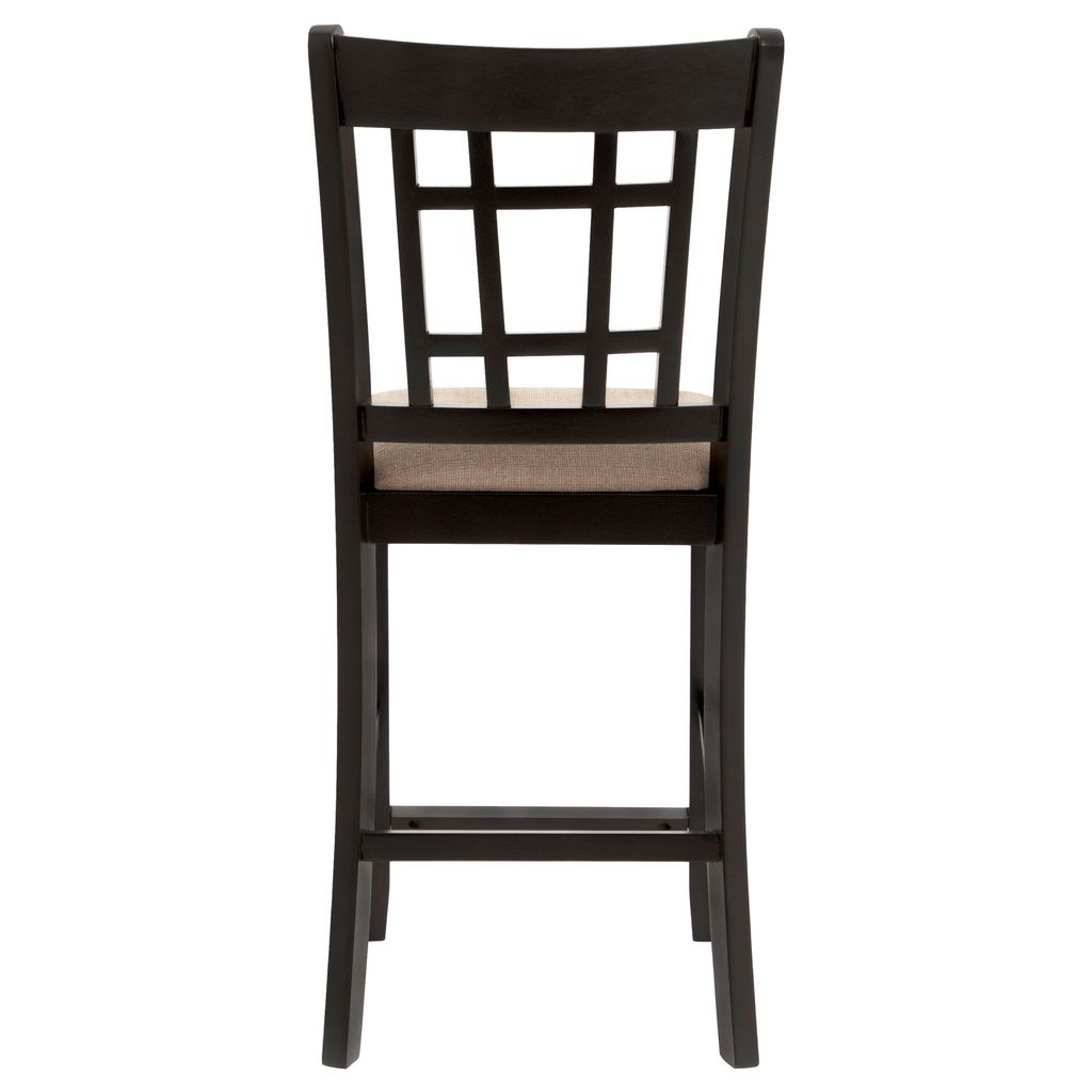 Contemporary Armless Counter Height Chair, Espresso Brown & beige , Set of 2 - View 5