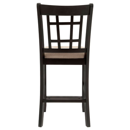 Contemporary Armless Counter Height Chair, Espresso Brown & beige , Set of 2 - View 5
