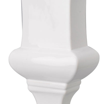 14 Inch Decorative Ceramic Vase, Artistic Turned Urn, White and Gold Rim - View 3