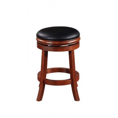 Sabi 24 inch Swivel Counter Stool, Solid Wood, Faux Leather, Brown, Black - View 3