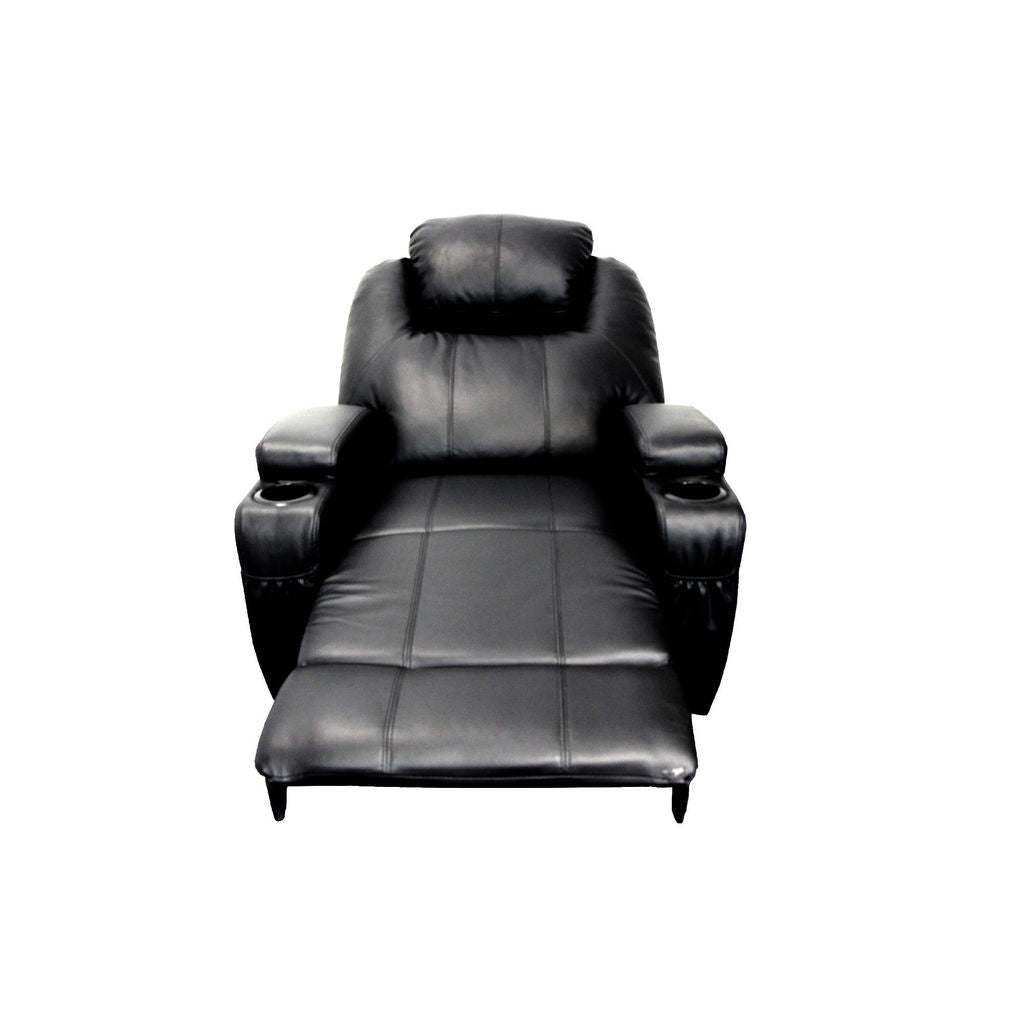 Contemporary Polyurethane Upholstered Metal Rocker Recliner with Swivel, Black - View 4
