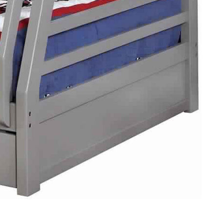 Transitional Twin Over Full Bed with Attached Ladder and Drawers, Dark Gray - View 3