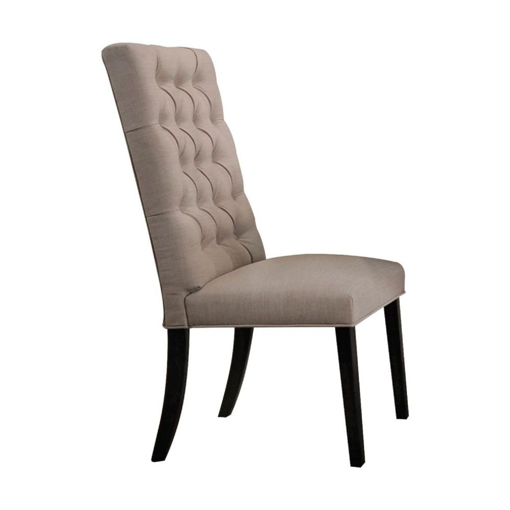 Wooden Dining Side Chair with Button Tufted Back, Set of 2, Tan Brown and Black - View 3