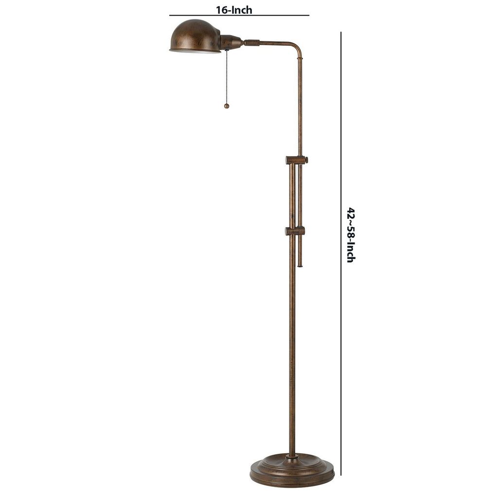 Adjustable Height Metal Pharmacy Lamp with Pull Chain Switch, Bronze - View 6