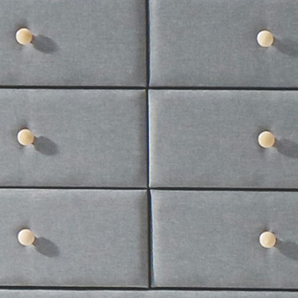 Transitional Style Wood and Fabric Upholstery Dresser with 6 Drawers, Gray - View 4