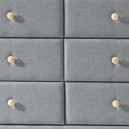 Transitional Style Wood and Fabric Upholstery Dresser with 6 Drawers, Gray - View 4