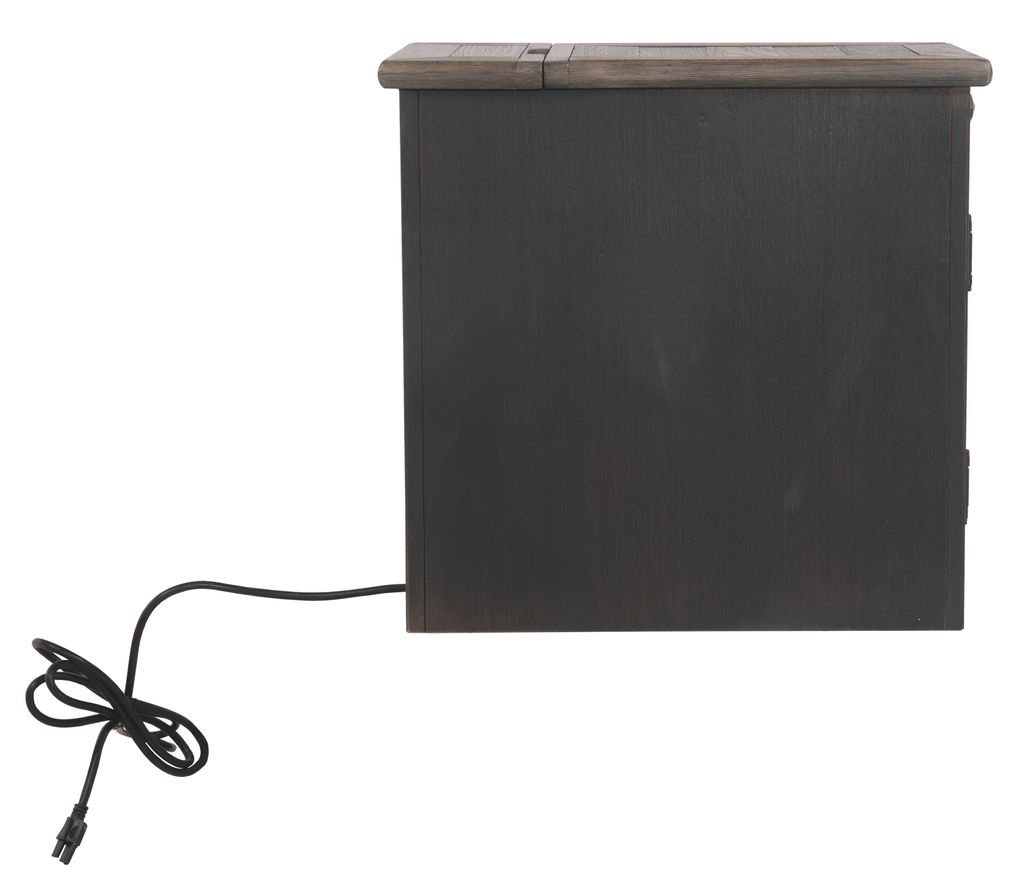 Wooden End Table with 2 USB Charging Ports, Brown - View 4