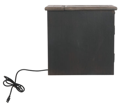 Wooden End Table with 2 USB Charging Ports, Brown - View 4