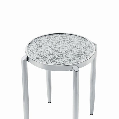 End Table with Tubular Rounded Legs and Frosted Glass Top, Silver - View 4