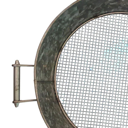 Round Galvanized Steel Compost Sifter with Wire Mesh Design Base, Antique Silver - View 6