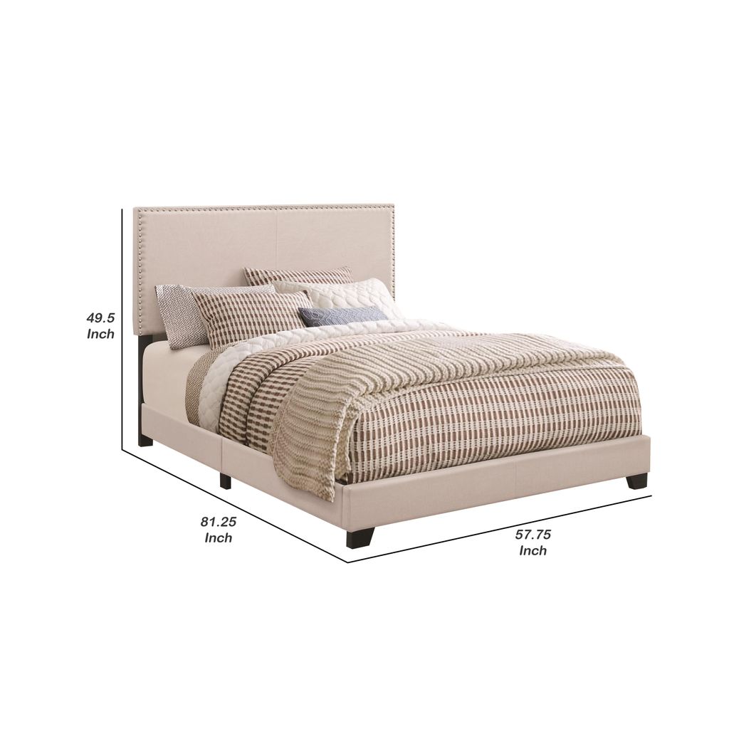 Ivory Upholstered Full Bed - View 6