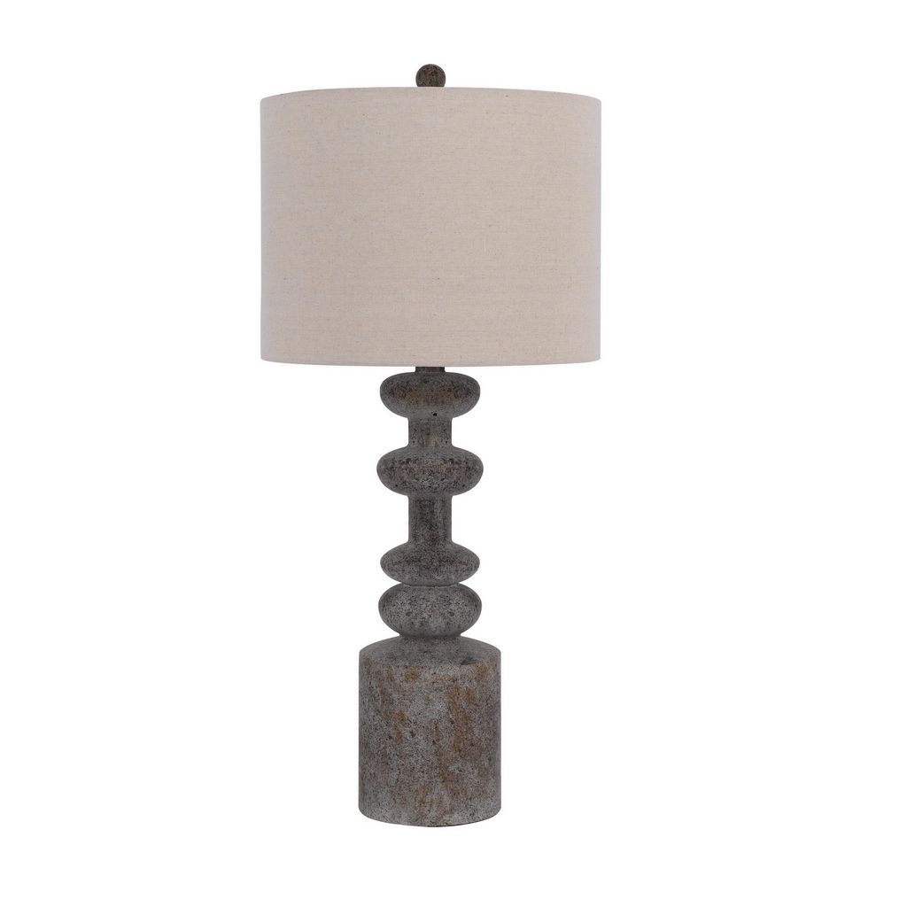31 Inch Accent Table Lamp, Resin Turned Base, Set of 2, Beige, Gray - View 2