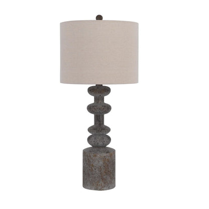 31 Inch Accent Table Lamp, Resin Turned Base, Set of 2, Beige, Gray - View 2