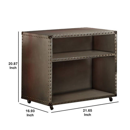 Rectangular Nightstand With USB Power Dock And Caster Legs In Aluminum Finish - View 6