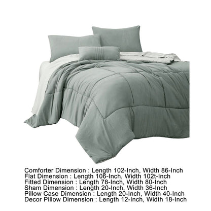Alice 8 Piece King Comforter Set, Reversible, Soft Sage By The Urban Port - View 5