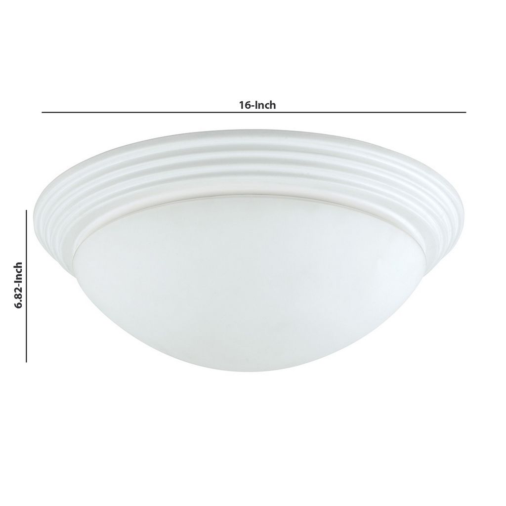 Dome Shaped Glass Ceiling Lamp with Hardwired Switch, White and Clear - View 5
