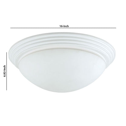 Dome Shaped Glass Ceiling Lamp with Hardwired Switch, White and Clear - View 5