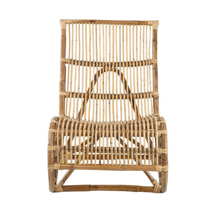 35 Inch Retro Style Rattan Lounge Chair, Slatted Support, Natural Brown - View 2