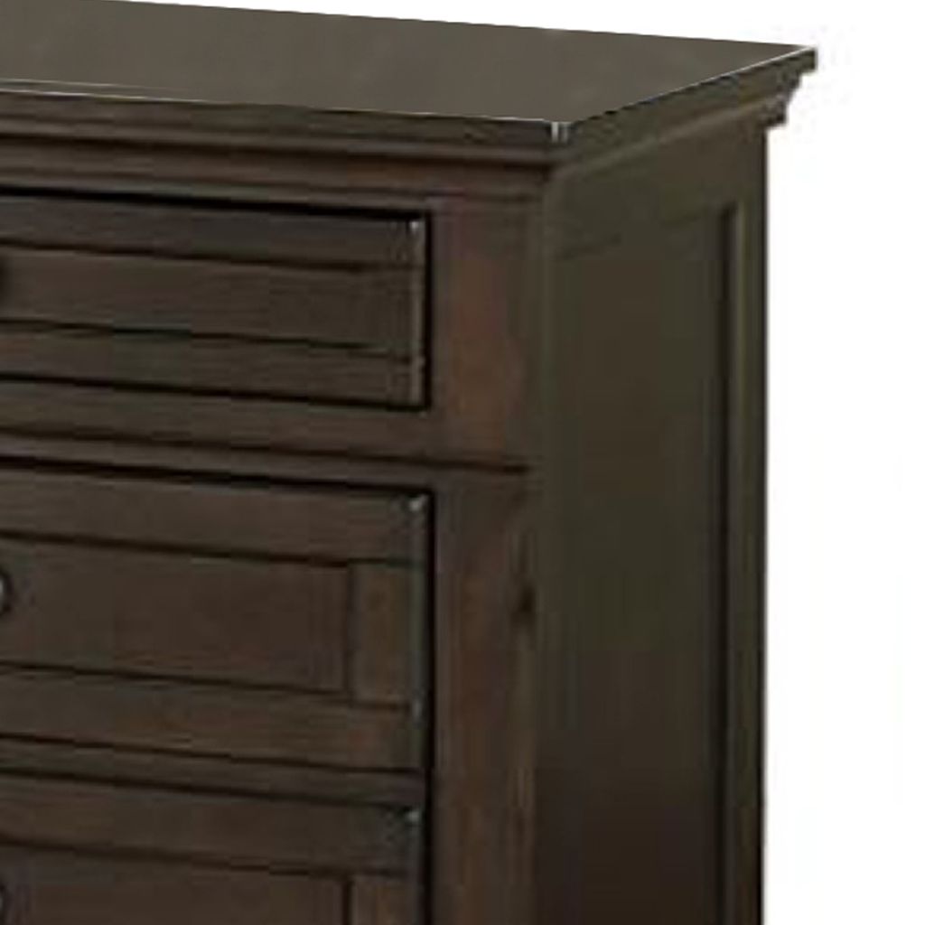 Wooden Mid Century Design Night Stand Chest With Hidden Drawer, Dark Brown - View 3