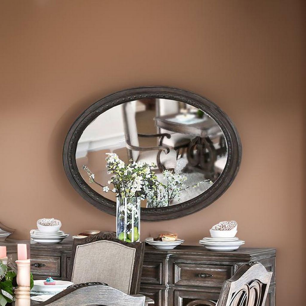 Oval Wall Mountable 5mm Beveled Mirror, Rustic Natural Brown - View 7