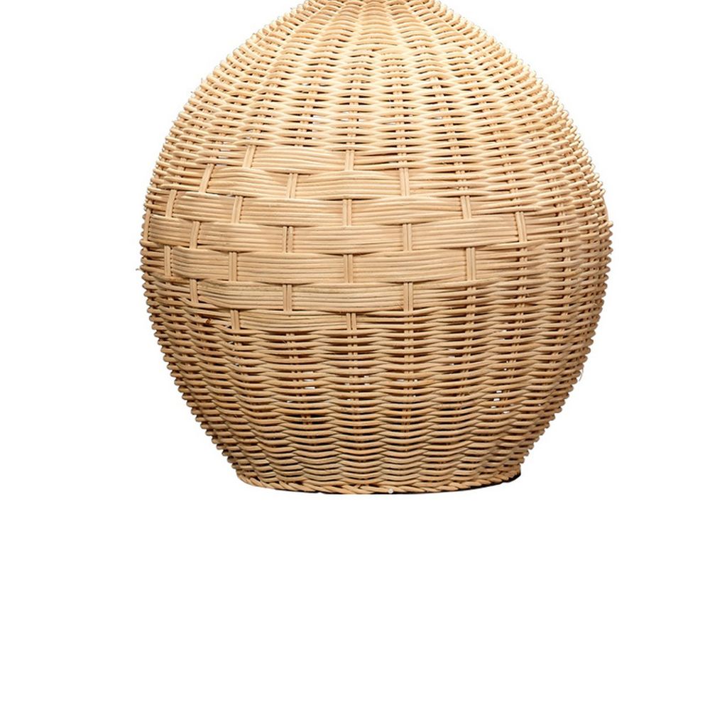 Cape 22 Inch Contemporary Rattan Table Lamp, Hand Woven, Linen Shade, Brown - View 4