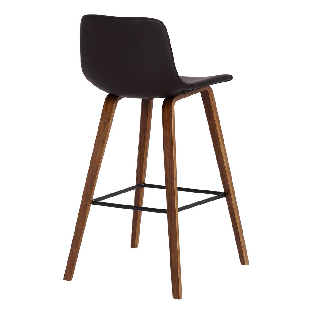 35 Inch Wooden Barstool with Leatherette Seat, Brown - View 4