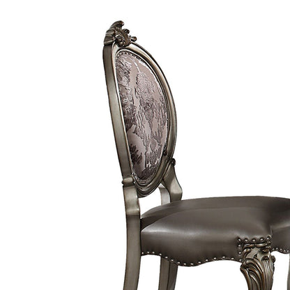 Dining Chair, Vegan Leather, Cabriole Legs, Set of 2, Silver - View 3