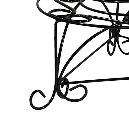 Swirl Mosaic Iron Frame Plant Stand, Glossy Black - View 4
