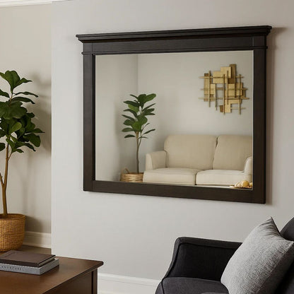 35 x 42 Inch Rectangular Wood Frame Dresser Mirror, Molded, Charcoal Gray - View 7