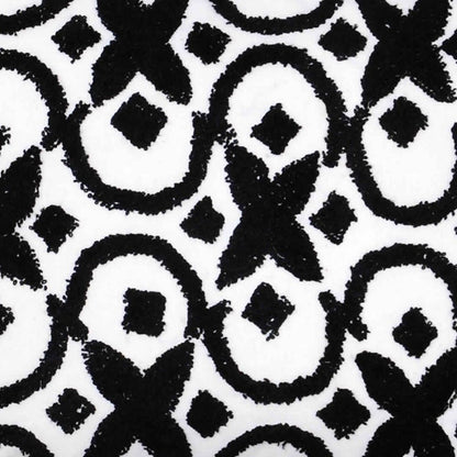 20 x 16 Inch Cotton Pillow with Geometric Embroidery, White and Black - View 2