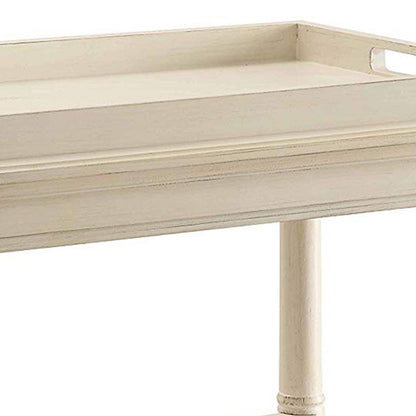 Wooden Serving Tray Table, Antique White - View 3