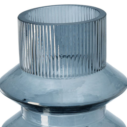 Rae Set of 2 Glass Vases, Tall Round Cylinders, Smokey Blue, Clear Finish - View 3