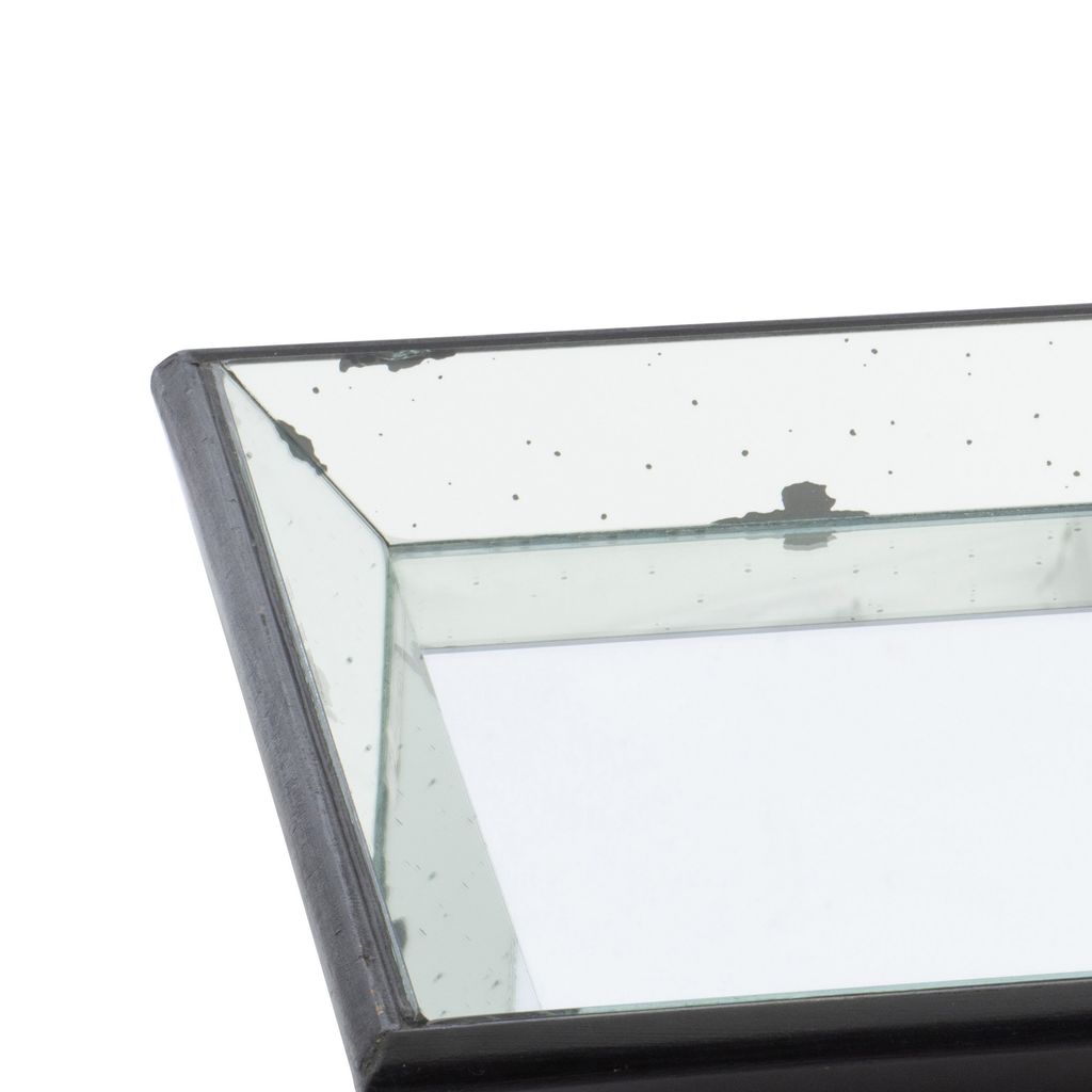 24 Inch Square Decorative Tray with Mirrored Surface, Modern Style, Black - View 2