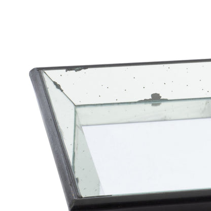 24 Inch Square Decorative Tray with Mirrored Surface, Modern Style, Black - View 2