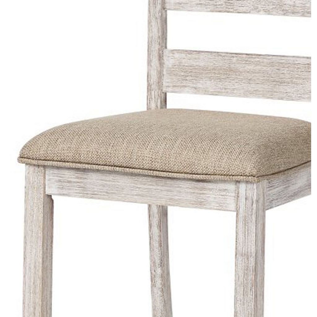 Myra Barstool Chair Set of 2 | Padded Seats and Ladderbacks | Dual Tone Weathered White Brown - View 3