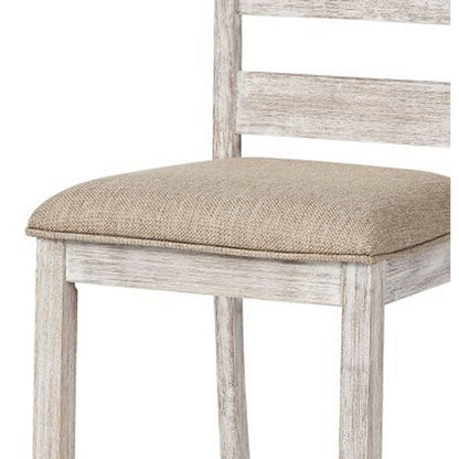 Myra Barstool Chair Set of 2 | Padded Seats and Ladderbacks | Dual Tone Weathered White Brown - View 3