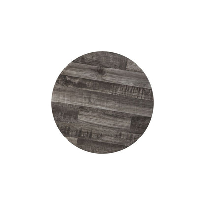 Round Wooden Top Metal Accent Table, Set of 2, Gray and Black - View 4
