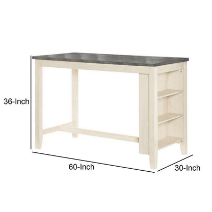 Joss 60 Inch Cottage Counter Height Table, 2 Tone Wood, Gray Top Cream Base - View 5
