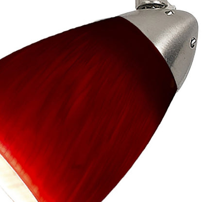 Hand Blown Glass Shade Track Light Head with Metal Frame, Red and Silver - View 3