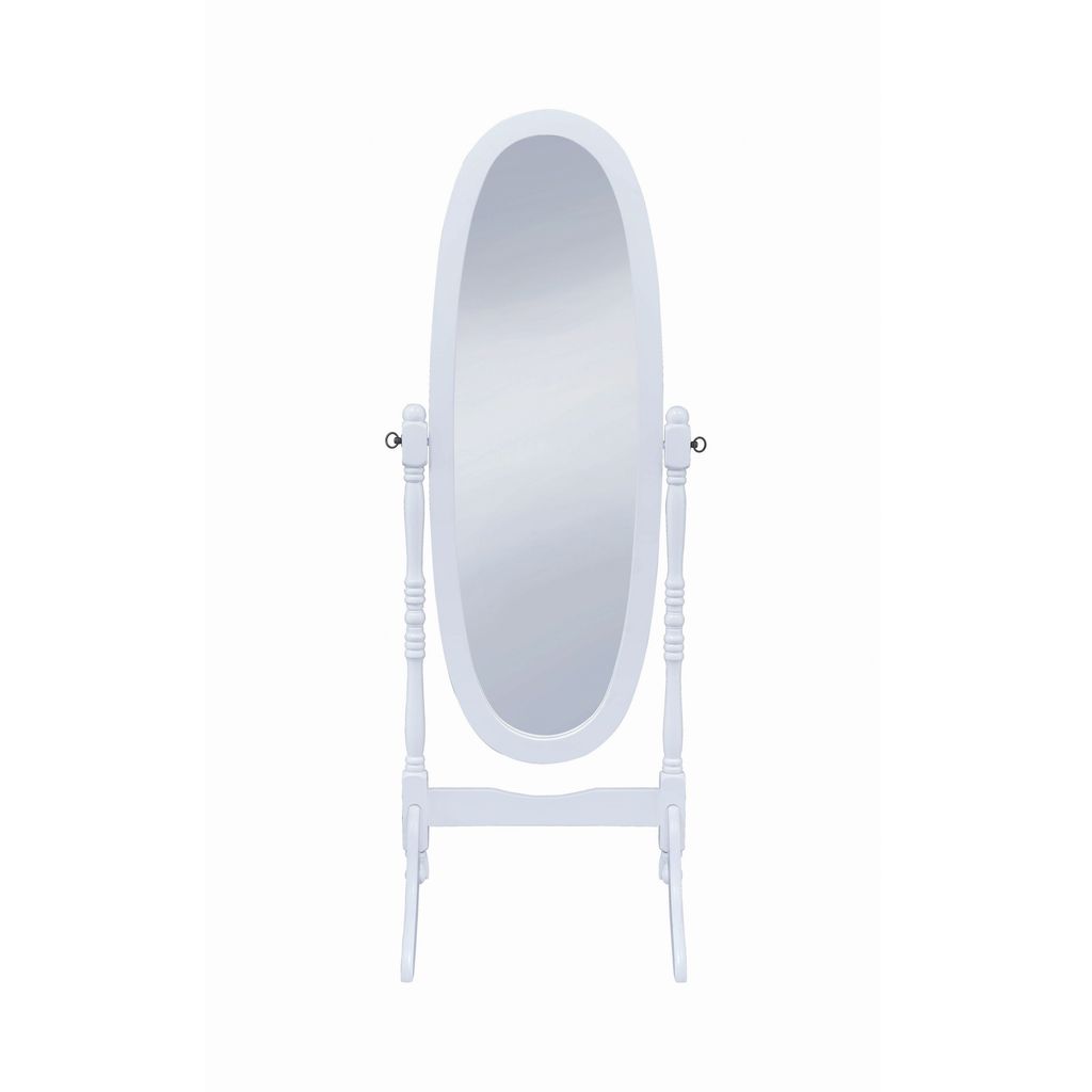 Traditional Oval Shaped Cheval Mirror, White - View 3