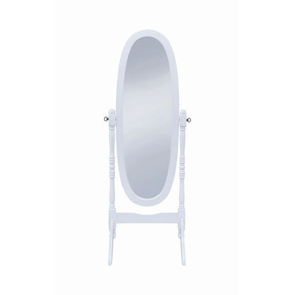 Traditional Oval Shaped Cheval Mirror, White - View 3