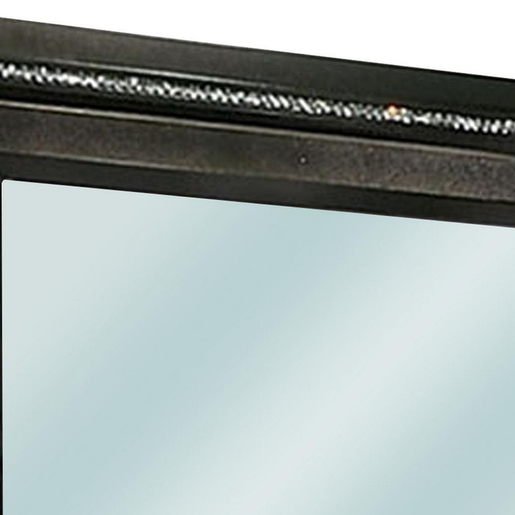 46 Inch Contemporary Style Wooden Mirror, Metallic Gray - View 4