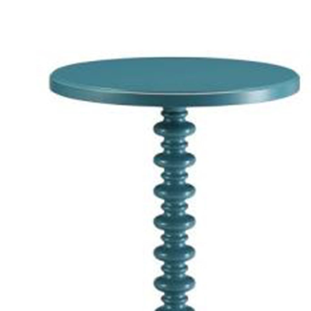 Astonishing Side Table With Round Top, Teal Blue - View 2