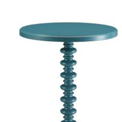 Astonishing Side Table With Round Top, Teal Blue - View 2