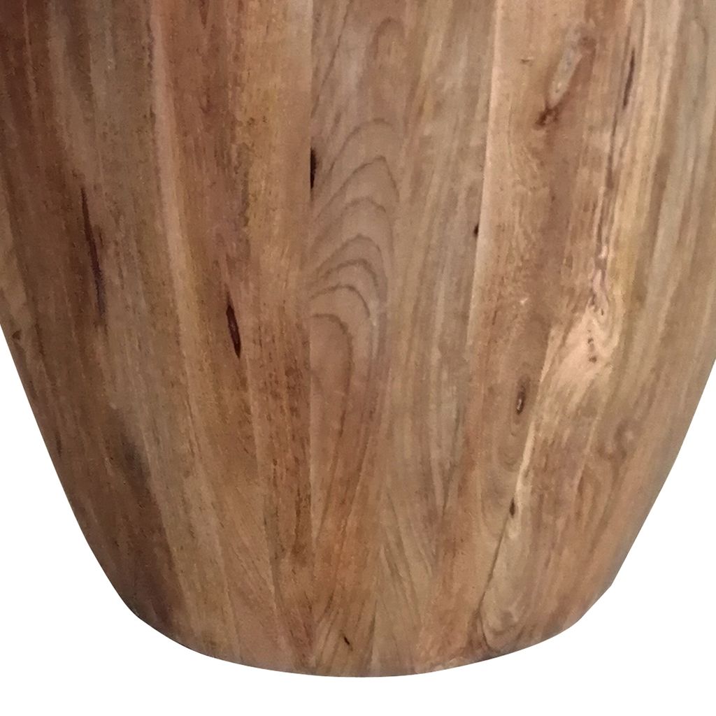 Arthur Handcarved Cylindrical Shape Round Mango Wood Distressed Wooden Side End Table, Brown - View 4