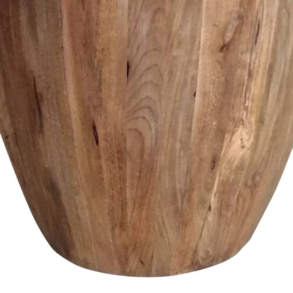 Arthur Handcarved Cylindrical Shape Round Mango Wood Distressed Wooden Side End Table, Brown - View 4